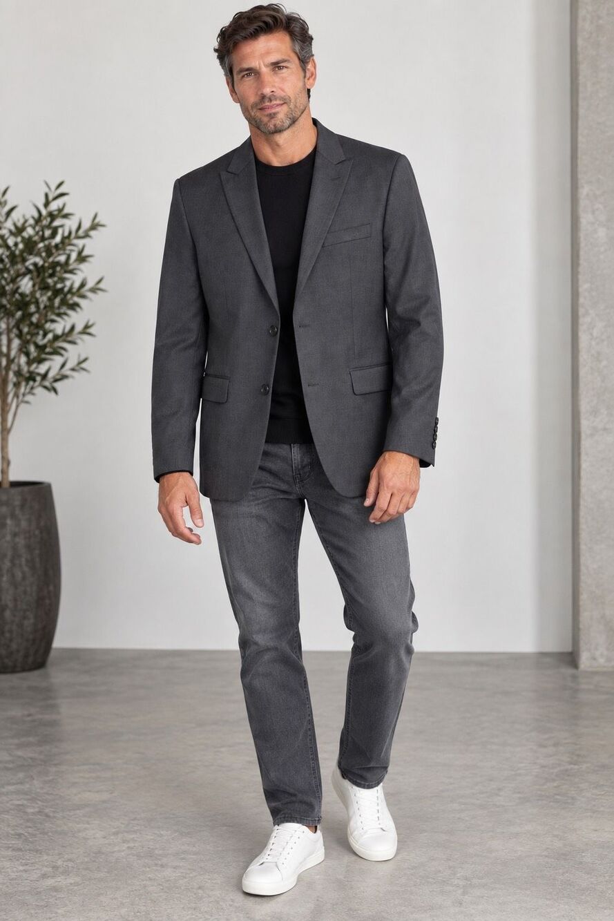 Marc Anthony 100% Wool Charcoal Gray Blazer Sport Coat Classic Menswear Size 40L